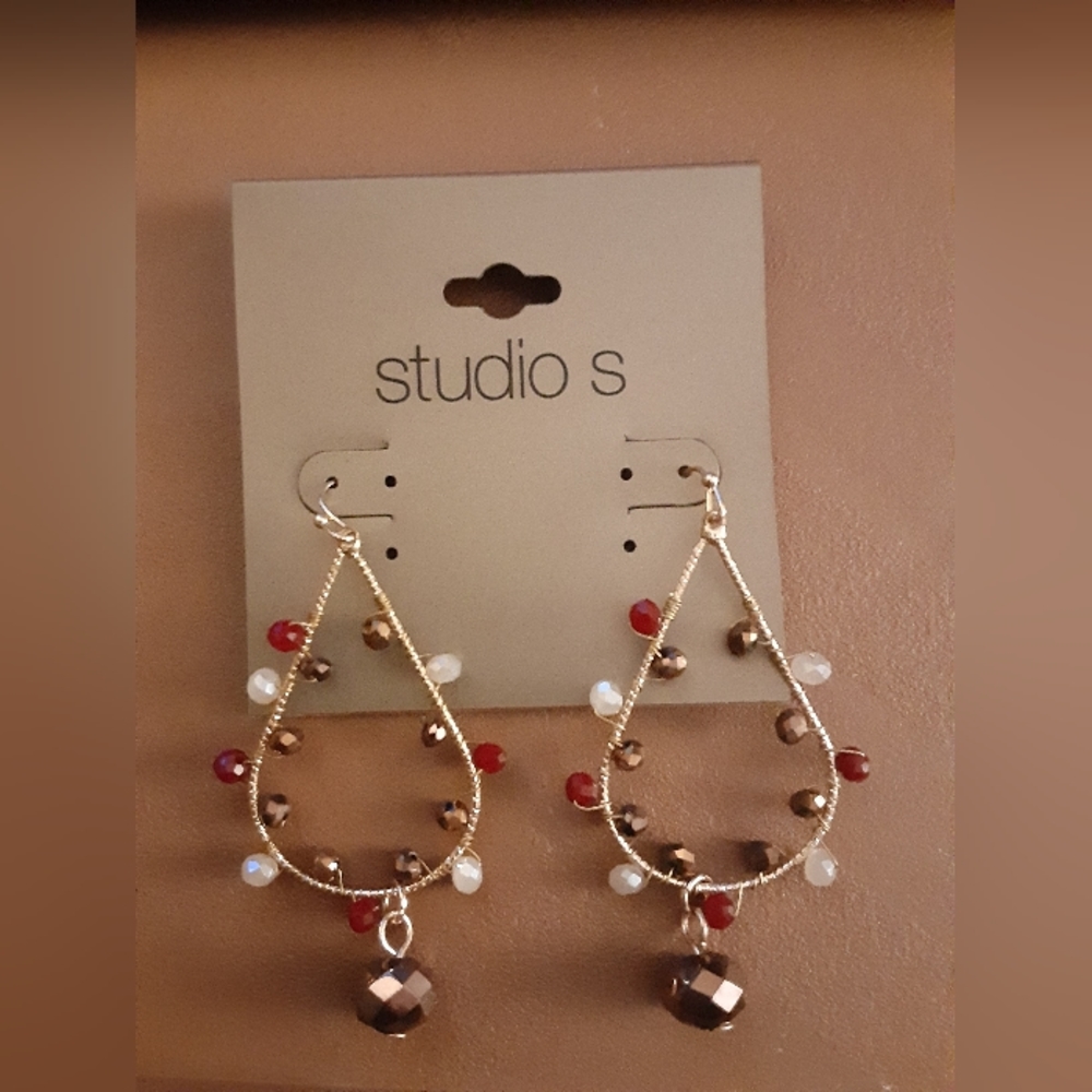 Studio S Bronze Iridescent Stone Dangle Earrings 3 for $20